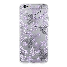 Printify Apple iPhone 6S Uyumlu Kapak Floral Lila Tasarımlı Şeffaf Silikon Kılıf
