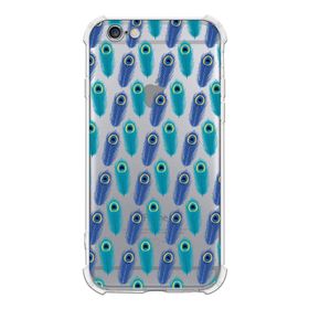 Printify Apple iPhone 6S Uyumlu Nazar Boncuğu 4 Baskılı Şeffaf Köşe Korumalı Antişok Kılıf