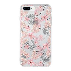Printify Apple iPhone 7 Plus Uyumlu Kapak Floral Kırmızı Tasarımlı Şeffaf Silikon Kılıf