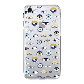 Printify Apple iPhone 7 Uyumlu Nazar Boncuğu 2 Baskılı Kamera Korumalı Şeffaf Silikon Kılıf