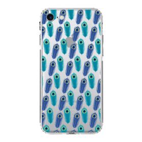 Printify Apple iPhone 7 Uyumlu Nazar Boncuğu 4 Baskılı Kamera Korumalı Şeffaf Silikon Kılıf