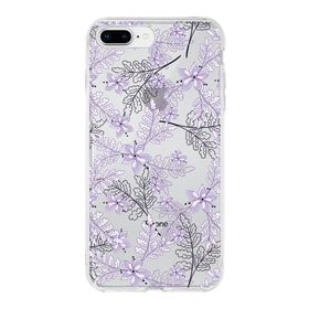 Printify Apple iPhone 8 Plus Uyumlu Kapak Floral Lila Tasarımlı Şeffaf Silikon Kılıf