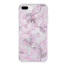 Printify Apple iPhone 8 Plus Uyumlu Kapak Floral Pudra Tasarımlı Şeffaf Silikon Kılıf
