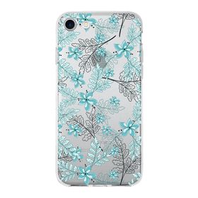 Printify Apple iPhone 8 Uyumlu Kapak Floral Su Yeşili Tasarımlı Şeffaf Silikon Kılıf