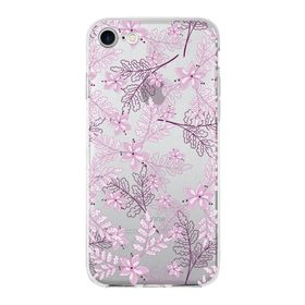 Printify Apple iPhone SE 2020 Uyumlu Kapak Floral Pudra Tasarımlı Şeffaf Silikon Kılıf