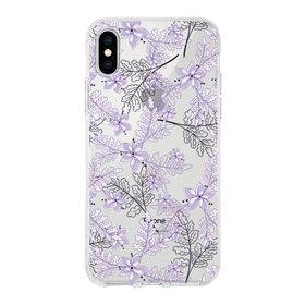 Printify Apple iPhone X Uyumlu Kapak Floral Lila Tasarımlı Şeffaf Silikon Kılıf