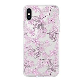 Printify Apple iPhone X Uyumlu Kapak Floral Pudra Tasarımlı Şeffaf Silikon Kılıf