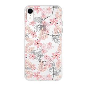Printify Apple iPhone XR Uyumlu Kapak Floral Kırmızı Tasarımlı Şeffaf Silikon Kılıf