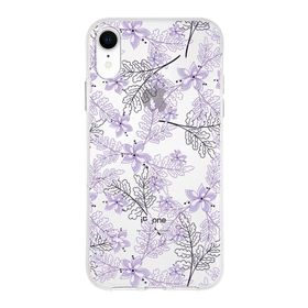 Printify Apple iPhone XR Uyumlu Kapak Floral Lila Tasarımlı Şeffaf Silikon Kılıf