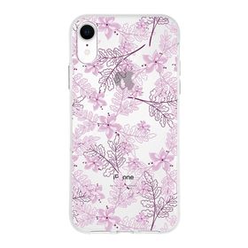 Printify Apple iPhone XR Uyumlu Kapak Floral Pudra Tasarımlı Şeffaf Silikon Kılıf