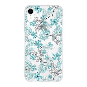 Printify Apple iPhone XR Uyumlu Kapak Floral Su Yeşili Tasarımlı Şeffaf Silikon Kılıf