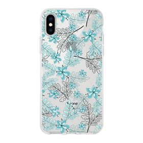 Printify Apple iPhone XS Max Uyumlu Kapak Floral Su Yeşili Tasarımlı Şeffaf Silikon Kılıf