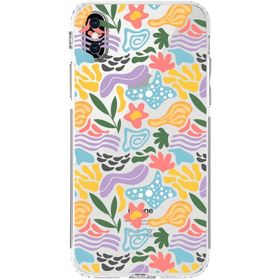 Printify Apple iPhone XS Uyumlu Kamera Korumalı Kapak Memphis Desen Tasarımlı Şeffaf Cep Telefonu Kılıfı