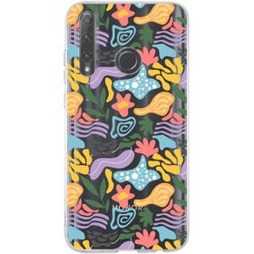 Printify Huawei Honor 20 İle Uyumlu 1mm Kapak Memphis Desen Tasarımlı Şeffaf Silikon Cep Telefonu Kılıfı