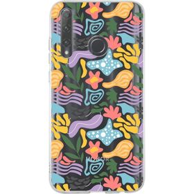 Printify Huawei Honor 20 İle Uyumlu 1mm Kapak Memphis Desen Tasarımlı Şeffaf Silikon Cep Telefonu Kılıfı