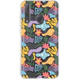 Printify Huawei Honor 20 Lite İle Uyumlu 1mm Kapak Memphis Desen Tasarımlı Şeffaf Silikon Cep Telefonu Kılıfı