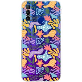 Printify Huawei Honor 20 Lite Uyumlu Kamera Korumalı Kapak Memphis Desen Tasarımlı Şeffaf Cep Telefonu Kılıfı
