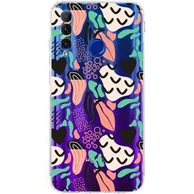 Printify Huawei Honor 20 Lite Uyumlu Kamera Korumalı Kapak Memphis Desen Tasarımlı Şeffaf Cep Telefonu Kılıfı
