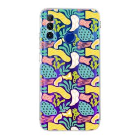 Printify Huawei Honor 20 Lite Uyumlu Kamera Korumalı Kapak Memphis Desen Tasarımlı Şeffaf Cep Telefonu Kılıfı