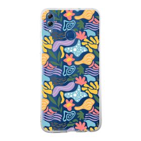 Printify Huawei Honor 8x İle Uyumlu 1mm Kapak Memphis Desen Tasarımlı Şeffaf Silikon Cep Telefonu Kılıfı