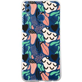 Printify Huawei Honor 8x İle Uyumlu 1mm Kapak Memphis Desen Tasarımlı Şeffaf Silikon Cep Telefonu Kılıfı