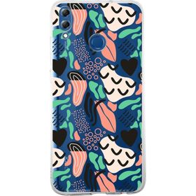 Printify Huawei Honor 8x İle Uyumlu 1mm Kapak Memphis Desen Tasarımlı Şeffaf Silikon Cep Telefonu Kılıfı