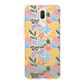 Printify Huawei Mate 10 Lite İle Uyumlu 1mm Kapak Memphis Desen Tasarımlı Şeffaf Silikon Cep Telefonu Kılıfı