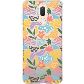 Printify Huawei Mate 10 Lite İle Uyumlu 1mm Kapak Memphis Desen Tasarımlı Şeffaf Silikon Cep Telefonu Kılıfı