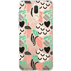 Printify Huawei Mate 10 Lite İle Uyumlu 1mm Kapak Memphis Desen Tasarımlı Şeffaf Silikon Cep Telefonu Kılıfı