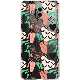 Printify Huawei Mate 10 Lite İle Uyumlu 1mm Kapak Memphis Desen Tasarımlı Şeffaf Silikon Cep Telefonu Kılıfı