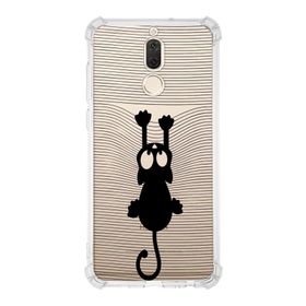PrintiFy Huawei Mate 10 Lite Uyumlu Köşe Korumalı Antişok Kapak Çizgi Kedi Tasarımlı Şeffaf Kılıf