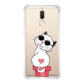 PrintiFy Huawei Mate 10 Lite Uyumlu Köşe Korumalı Antişok Kapak Coolcat Tasarımlı Şeffaf Kılıf