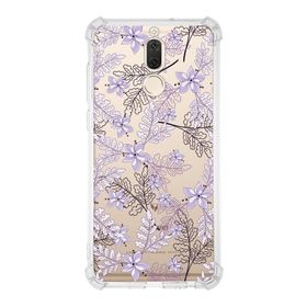 PrintiFy Huawei Mate 10 Lite Uyumlu Köşe Korumalı Antişok Kapak Floral Lila Tasarımlı Şeffaf Kılıf