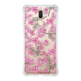 PrintiFy Huawei Mate 10 Lite Uyumlu Köşe Korumalı Antişok Kapak Floral Pembe Tasarımlı Şeffaf Kılıf