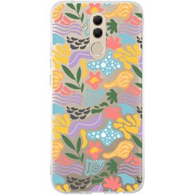 Printify Huawei Mate 20 Lite İle Uyumlu 1mm Kapak Memphis Desen Tasarımlı Şeffaf Silikon Cep Telefonu Kılıfı