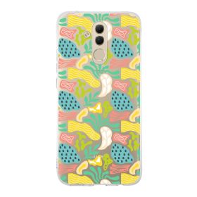 Printify Huawei Mate 20 Lite İle Uyumlu 1mm Kapak Memphis Desen Tasarımlı Şeffaf Silikon Cep Telefonu Kılıfı