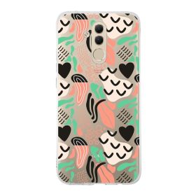 Printify Huawei Mate 20 Lite İle Uyumlu 1mm Kapak Memphis Desen Tasarımlı Şeffaf Silikon Cep Telefonu Kılıfı