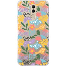 Printify Huawei Mate 20 Lite İle Uyumlu 1mm Kapak Memphis Desen Tasarımlı Şeffaf Silikon Cep Telefonu Kılıfı