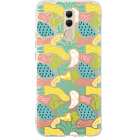 Printify Huawei Mate 20 Lite İle Uyumlu 1mm Kapak Memphis Desen Tasarımlı Şeffaf Silikon Cep Telefonu Kılıfı