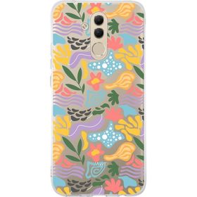 Printify Huawei Mate 20 Lite İle Uyumlu 1mm Kapak Memphis Desen Tasarımlı Şeffaf Silikon Cep Telefonu Kılıfı
