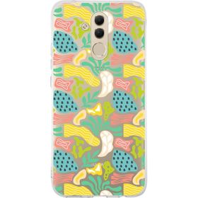 Printify Huawei Mate 20 Lite İle Uyumlu 1mm Kapak Memphis Desen Tasarımlı Şeffaf Silikon Cep Telefonu Kılıfı
