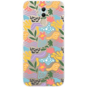 Printify Huawei Mate 20 Lite Uyumlu Kamera Korumalı Kapak Memphis Desen Tasarımlı Şeffaf Cep Telefonu Kılıfı
