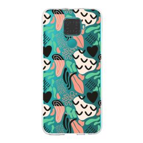 Printify Huawei Mate 30 Lite İle Uyumlu 1mm Kapak Memphis Desen Tasarımlı Şeffaf Silikon Cep Telefonu Kılıfı