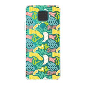 Printify Huawei Mate 30 Lite İle Uyumlu 1mm Kapak Memphis Desen Tasarımlı Şeffaf Silikon Cep Telefonu Kılıfı