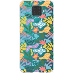 Printify Huawei Mate 30 Lite İle Uyumlu 1mm Kapak Memphis Desen Tasarımlı Şeffaf Silikon Cep Telefonu Kılıfı