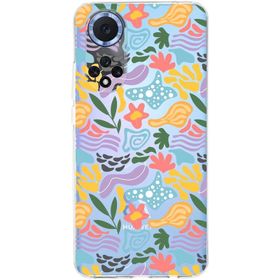 Printify Huawei Mate 40 Pro İle Uyumlu 1mm Kapak Memphis Desen Tasarımlı Şeffaf Silikon Cep Telefonu Kılıfı