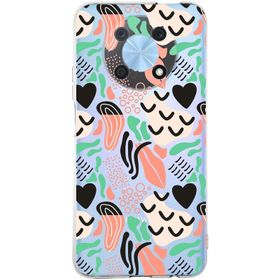 Printify Huawei Nova 9 İle Uyumlu 1mm Kapak Memphis Desen Tasarımlı Şeffaf Silikon Cep Telefonu Kılıfı