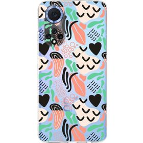 Printify Huawei Nova 9 İle Uyumlu 1mm Kapak Memphis Desen Tasarımlı Şeffaf Silikon Cep Telefonu Kılıfı