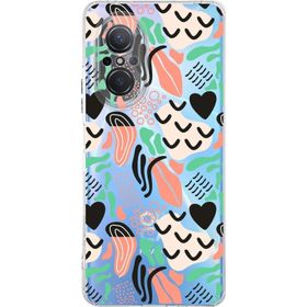 Printify Huawei Nova 9 Se Uyumlu Kamera Korumalı Kapak Memphis Desen Tasarımlı Şeffaf Cep Telefonu Kılıfı
