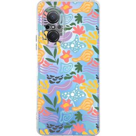 Printify Huawei Nova 9 Se Uyumlu Kamera Korumalı Kapak Memphis Desen Tasarımlı Şeffaf Cep Telefonu Kılıfı
